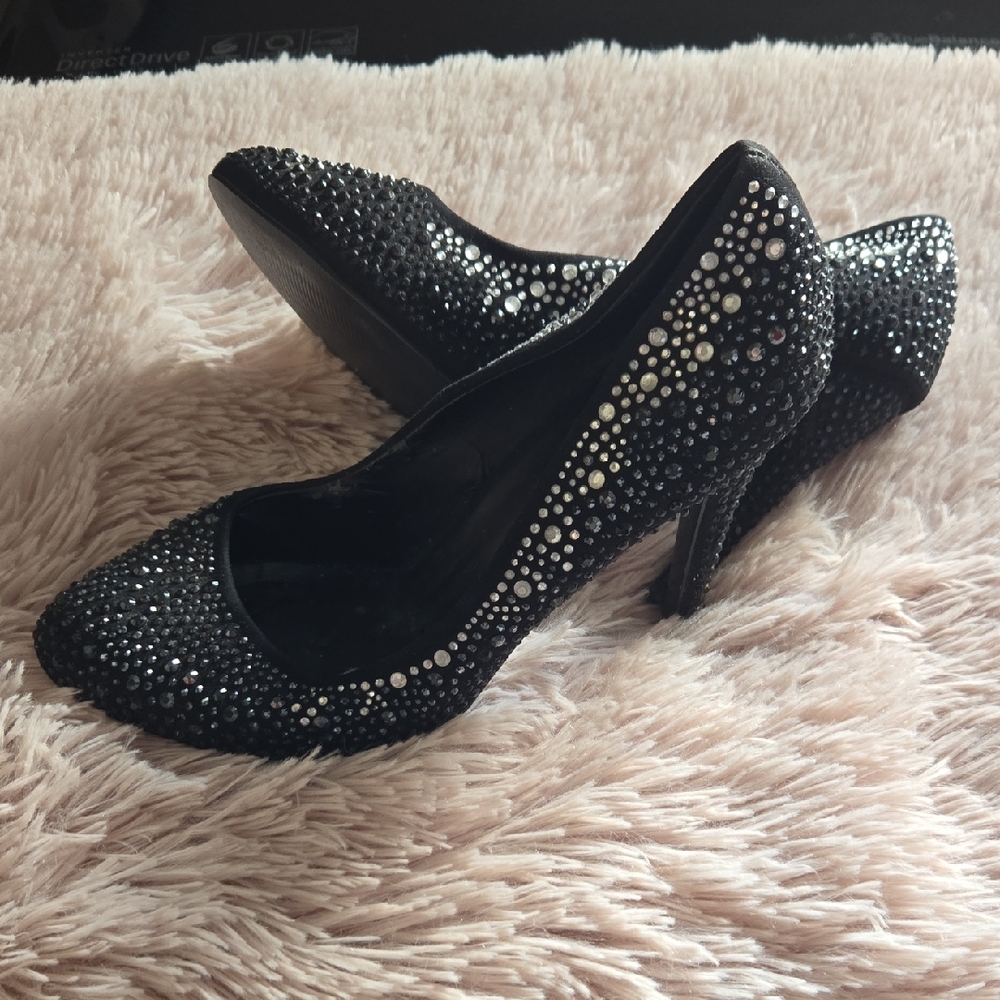 ALDO Crystal-Embellished Black Women's High Heel Pumps Size 8.5 - Picture 2 of 13